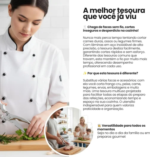 Tesoura de Cozinha Inox Multiuso Profissional 25 cm - Imagem 5