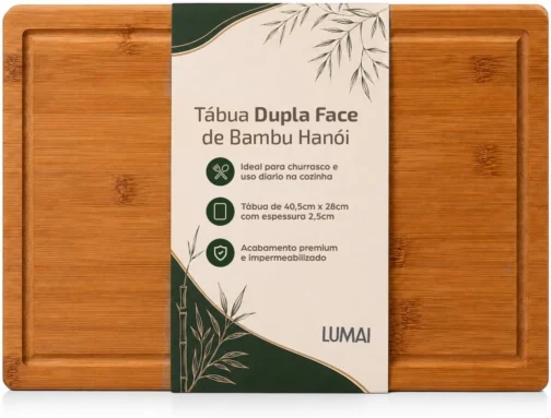 LUMAI Tábua de Corte de Bambu Hanói para Cozinha e Churrasco - Imagem 2
