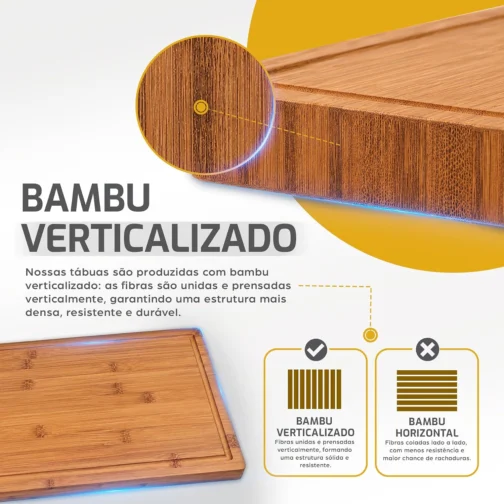 LUMAI Tábua de Corte de Bambu Hanói para Cozinha e Churrasco - Imagem 4
