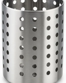 Porta Utensílios De Cozinha Escorredor De Talheres Porta Talheres Suporte De Talheres Redondo Prata Inox Organizador De Pia Suporte Escorredor Vazado Para Espátulas Colheres Conchas Multiuso