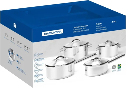 Jogo de Panelas com Fundo Triplo, Tramontina, Solar 65510760, Inox - Imagem 7