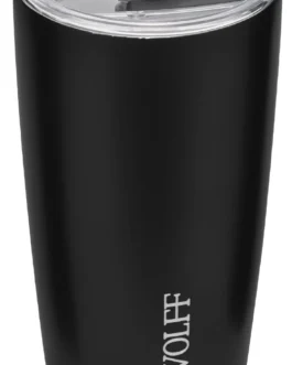 WOLFF – Copo Térmico de Aço Inox Parede Dupla Com Tampa 600ml Preto – Para Viagem – Mantém a Bebida na Temperatura Ideal