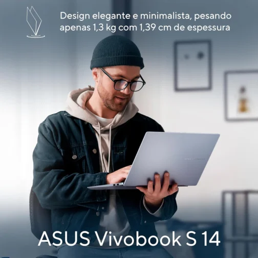 Notebook ASUS Vivobook S 14, Core Ultra 7, 32 GB, 1.0 TB SSD, W11 Home, Tela 14.0'' OLED, Mist Blue - S5406SA-PP097W - Imagem 3