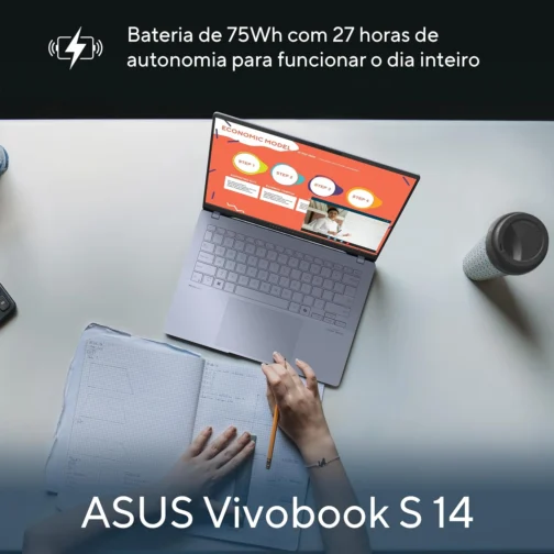 Notebook ASUS Vivobook S 14, Core Ultra 7, 32 GB, 1.0 TB SSD, W11 Home, Tela 14.0'' OLED, Mist Blue - S5406SA-PP097W - Imagem 5