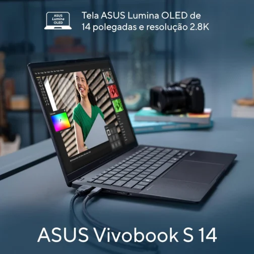 Notebook ASUS Vivobook S 14, Core Ultra 7, 32 GB, 1.0 TB SSD, W11 Home, Tela 14.0'' OLED, Mist Blue - S5406SA-PP097W - Imagem 7