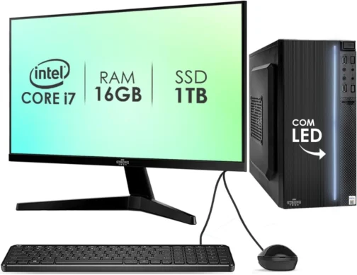 Computador Completo Intel Core i7 16GB SSD 1TB Monitor 17" 4 Núcleos Super Turbo Pc Hdmi Teclado e Mouse Strong Tech - Imagem 2