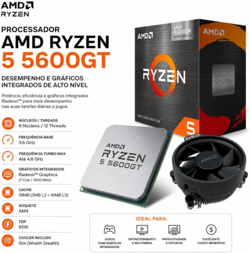 Pc Gamer Ryzen 5 5600gt 16Gb Ram Nvme 500gb Monitor 21,5 100Hz Teclado e Mouse Gamer - Imagem 7