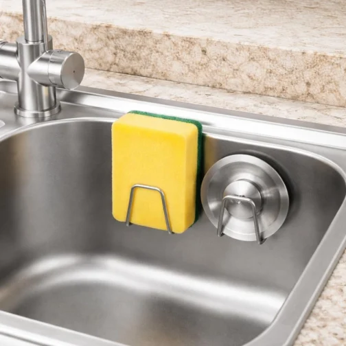 Kit 3 Suportes de Esponja em Aço Inox – Porta Esponja Adesivo para Pia Cozinha, Fixação Ultra Forte sem Furos, Inoxidável, Secagem Rápida, Organizador Multiuso Premium - Imagem 3