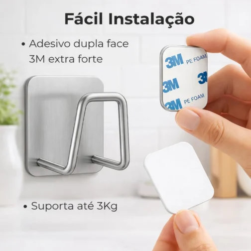 Kit 3 Suportes de Esponja em Aço Inox – Porta Esponja Adesivo para Pia Cozinha, Fixação Ultra Forte sem Furos, Inoxidável, Secagem Rápida, Organizador Multiuso Premium - Imagem 4