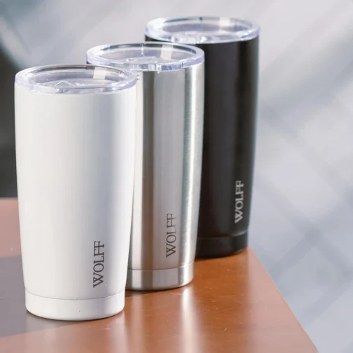 WOLFF - Copo Térmico de Aço Inox Parede Dupla Com Tampa 600ml Rosé - Para Viagem - Mantém a Bebida na Temperatura Ideal - Imagem 8