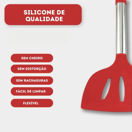 Kit 15 Utensílios De Cozinha Com Cabo De Inox e Silicone Premium (Creme) - Imagem 6