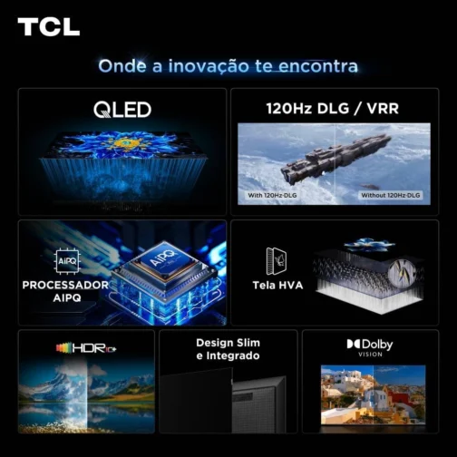 Smart TV TCL 55 Polegadas QLED 4K P7L WiFi Bluetooth Google TV HDR10+ 120 Hz VRR AIPQ 55P7L - Imagem 4