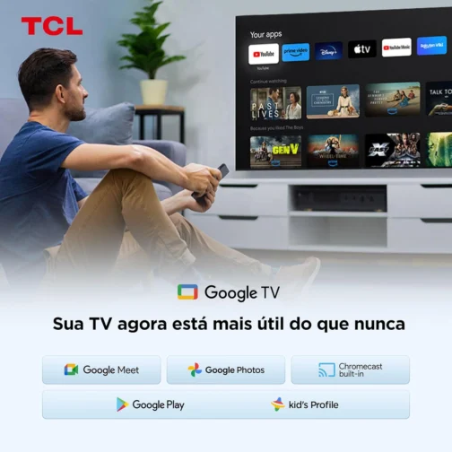 Smart TV TCL 40 Polegadas QLED Full HD S5K WiFi Bluetooth Google TV 2 HDMI HDR10 Dolby Audio 40S5K - Imagem 7