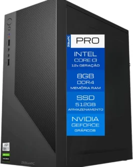 Computador BluePC PRO – Intel Core i3 12100F (12ª Geração), 8GB DDR4, SSD 512GB, Gráficos Geforce, Fonte 500W, Windows 11 Pro