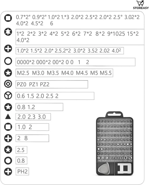 Kit de Ferramentas de Precisão 115 em 1 – Estojo Profissional Kit Reparo para Celular, Notebook, PC, Relógios e Eletrônicos | Storeasy - Imagem 6