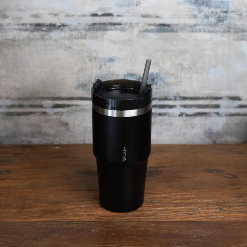 WOLFF - Copo Térmico Parede Dupla SlimTerm com Base Ergonômica e Canudo Preto 590ml - Imagem 7