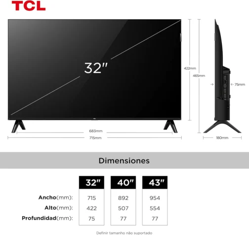 Smart TV TCL 32 Polegadas QLED Full HD S5K WiFi Bluetooth Google TV 2 HDMI HDR10 Dolby Audio 32S5K - Imagem 4