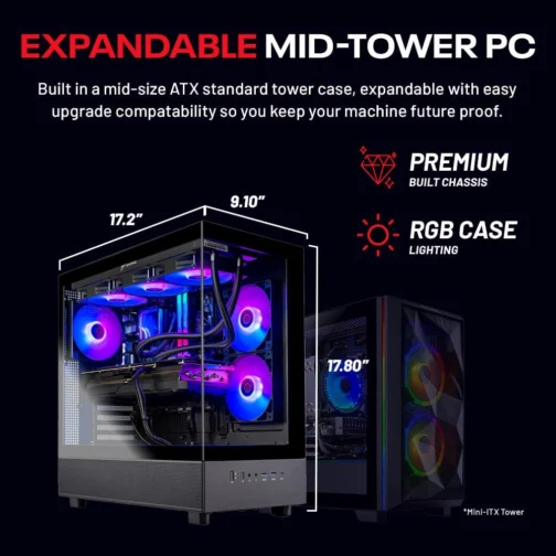 Skytech Azure Gaming PC Desktop, Ryzen 7 9700X 3,8 GHz (5.5GHz Turbo Boost), NVIDIA RTX 4060 8GB GDDR6, 1TB SSD, 16GB DDR5 RAM 6000, 650W Gold PSU, 360mm ARGB AIO, Wi-Fi, Win 11 Home - Imagem 8