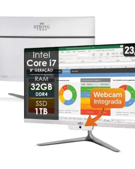 Computador All In One AM Intel Core i7-8650U 32GB RAM DDR4 1TB SSD Tela 23,8″ Full HD Wi-Fi Bluetooth L2F