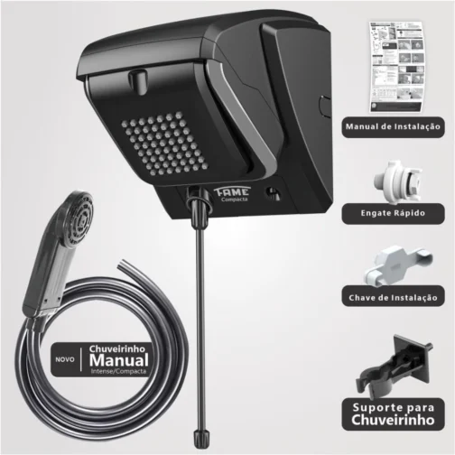 CHUVEIRO COMPACTA ELETRÔNICO 220V 7.800W BLACK – FAME - Imagem 8