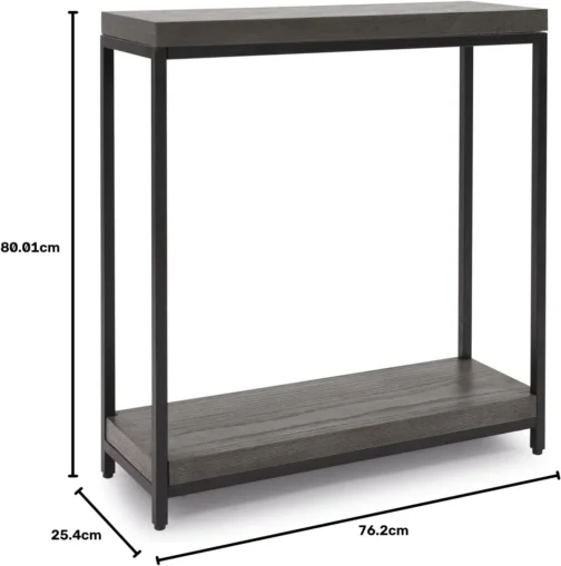 Howard Elliott Collection Mesa de console Kenton, topo de madeira retangular com base de metal preto, mesa moderna com detalhes estreitos para entrada, corredor ou sala de estar, 70 cm A x 76 cm L x - Imagem 4