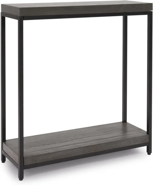Howard Elliott Collection Mesa de console Kenton, topo de madeira retangular com base de metal preto, mesa moderna com detalhes estreitos para entrada, corredor ou sala de estar, 70 cm A x 76 cm L x - Imagem 5