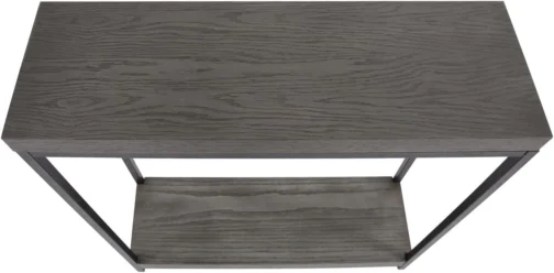 Howard Elliott Collection Mesa de console Kenton, topo de madeira retangular com base de metal preto, mesa moderna com detalhes estreitos para entrada, corredor ou sala de estar, 70 cm A x 76 cm L x - Imagem 8