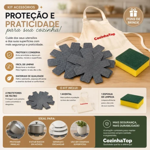 Jogo de Panelas Antiaderente 17 Peças com Cabo Removível, Conjunto de Alumínio com Revestimento em Cerâmica com Nano Revestimento de Granito, Frigideiras, Tampas e Acessórios - Imagem 7