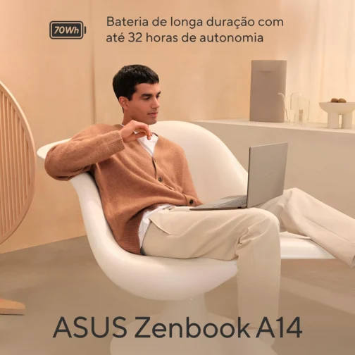Notebook ASUS Zenbook A14 OLED SNAPDRAGON, 32 GB RAM, 1.0 TB SSD, W 11 Home, Tela 14", Zabriskie Beige - UX3407QA-QD391W - Imagem 4