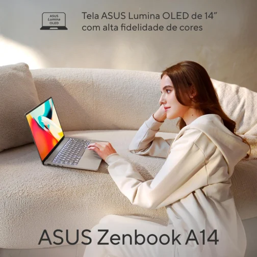 Notebook ASUS Zenbook A14 OLED SNAPDRAGON, 32 GB RAM, 1.0 TB SSD, W 11 Home, Tela 14", Zabriskie Beige - UX3407QA-QD391W - Imagem 7