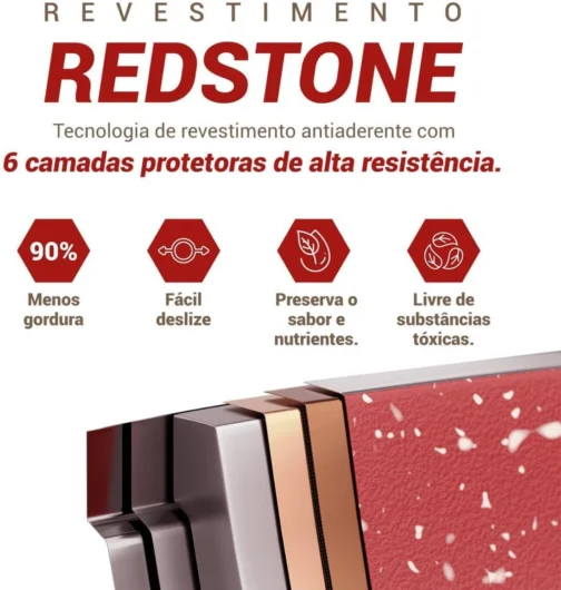 Conjunto de Panelas Philco Antiaderente com revestimento Redstone PKT419 2 Peças - Imagem 4