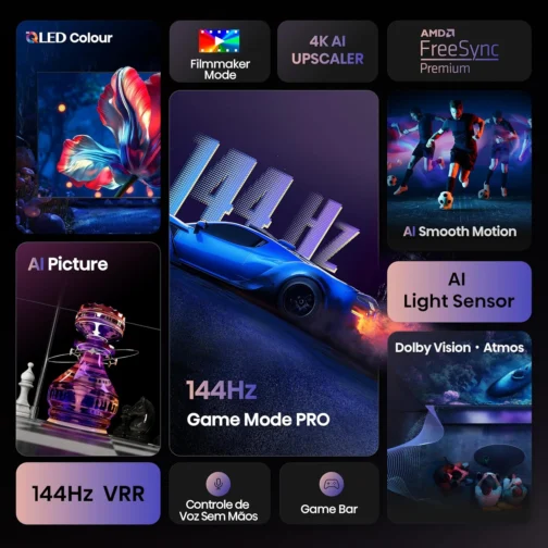 Hisense Smart TV UHD 4K HI-QLED 55" Polegadas 55Q7QG - Imagem 3