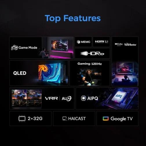 Smart TV Haier 50 polegadas QLED Google TV 120HZ H50S80GUX Preto - Imagem 8