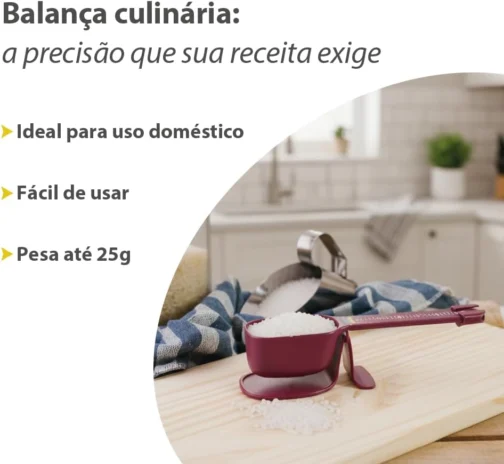 Balança Culinária Naxos – Colher Dosadora para Ingredientes, Uso Doméstico e Gourmet, Pesa até 25 g, Compacta, Precisa e Prática, Produção 100% Nacional - Cor: Amarela - Imagem 4
