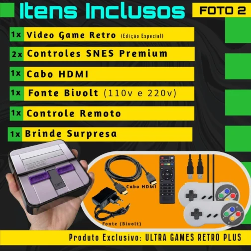Super Retro Premium 64 + 164 Mil jogos + 2 Controles SNES + Edição Especial + Atualizado - Imagem 3