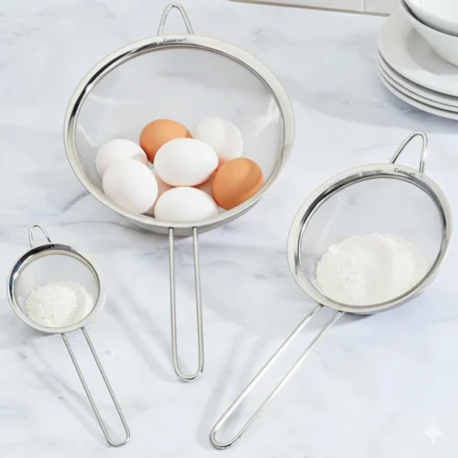 Conjunto de Peneiras em Aço Inox, 3 Peças, Coador para Cozinha - Imagem 4