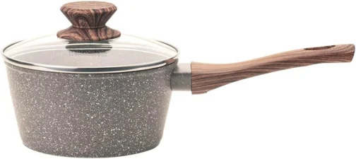 Mimo Style Panela Grafito Cook 16cm/1,3L - Estrutura em Alumínio, Revestimento Cerâmico. Tampa de Vidro Temperado. Alças e Cabos Soft-Touch. Fogão a Gás, Elétrico, Vitrocerâmico e Sistema de Indução - Imagem 3