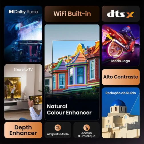 Hisense Smart TV FHD 50" polegadas 50A4NV com Processador AI, HDR10, DTS Virtual X, MiraCast, DLNA, Compatibilidade Alexa, Google Home - Imagem 7