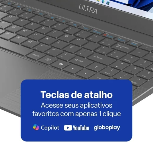 Notebook Multi Ultra 15.6" Full HD Intel Pentium Gold 6500Y 8GB RAM 128GB eMMC Windows 11 Home Copilot Câmera 2MP - UB366 - Imagem 4