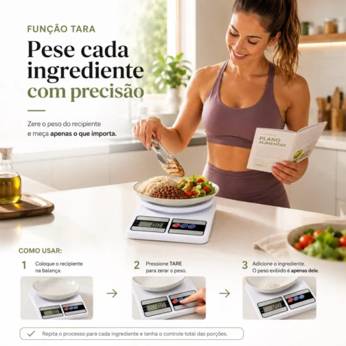 Balança de Cozinha Digital 10kg Precisão 1g Função Tara, Display LCD, Múltiplas Unidades, Plataforma Antiderrapante, Design Compacto para Alimentos, Dieta, Confeitaria e Receitas Premium - Imagem 3