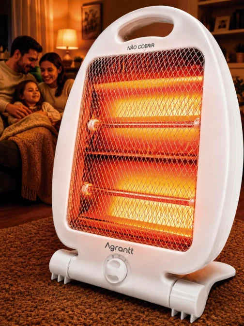Aquecedor Elétrico Doméstico Quartzo AGT-QTZ01 400/800w Agrantt C/Alça Para Quarto Sala Escritório (220, Volts) - Imagem 3