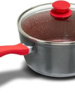 Philco Panela PPN22A Redstone com Tampa de Vidro 3L Antiaderente Cinza com Vermelho