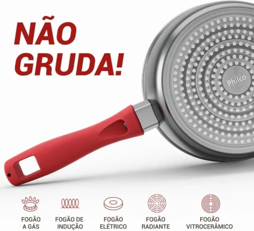 Philco Panela PPN22A Redstone com Tampa de Vidro 3L Antiaderente Cinza com Vermelho - Imagem 16