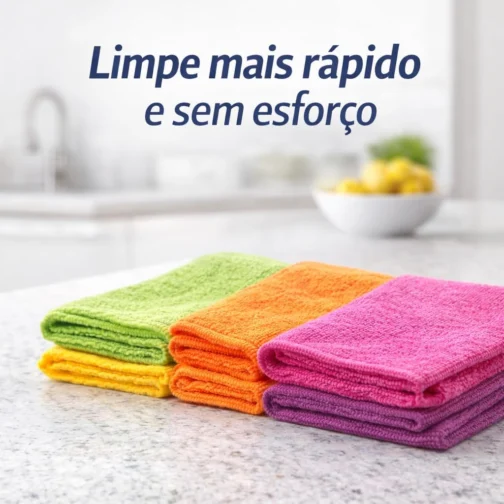 Kit 5 Panos de Microfibra Premium Multiuso – Alta Absorção, Não Risca, Reutilizável e Lavável – Ideal para Limpeza de Casa, Cozinha, Vidros, Carros e Superfícies Delicadas - Imagem 3