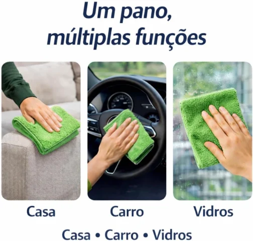 Kit 5 Panos de Microfibra Premium Multiuso – Alta Absorção, Não Risca, Reutilizável e Lavável – Ideal para Limpeza de Casa, Cozinha, Vidros, Carros e Superfícies Delicadas - Imagem 7