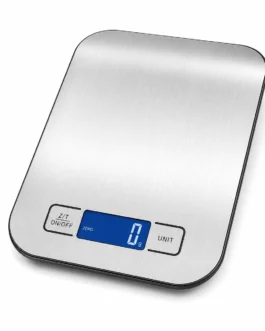 Balança Digital de Cozinha em Inox 10kg com Precisão de 1g | Acompanha Pilhas | Função Tara, Display LCD, Base Antiderrapante, Portátil e Fácil de Limpar