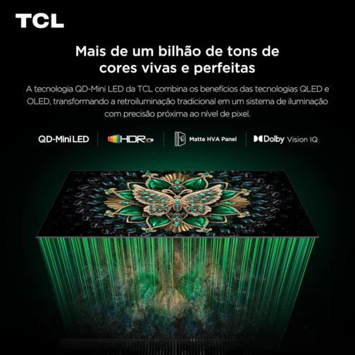 Smart TV TCL 55 Polegadas QD-Mini LED 4K C6K WiFi Bluetooth Google TV 4 HDMI 144Hz HDR10+ 55C6K - Imagem 6