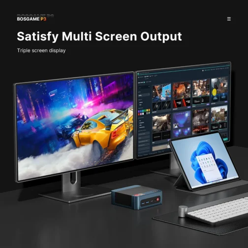 BOSGAME P3 Lite Gaming Mini PC with AMD Ryzen 7 6800H, 32GB DDR5 RAM 1TB PCIe 4.0 NVMe SSD, Radeon 680M iGPU, Dual 2.5G LAN Win 11 Pro Desktop Computer with USB4/8K UHD/Wi-Fi 6E/BT 5.2 - Imagem 7