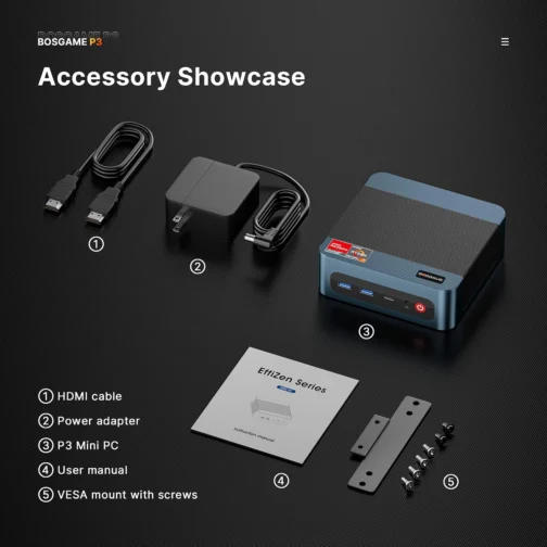 BOSGAME P3 Lite Gaming Mini PC with AMD Ryzen 7 6800H, 32GB DDR5 RAM 1TB PCIe 4.0 NVMe SSD, Radeon 680M iGPU, Dual 2.5G LAN Win 11 Pro Desktop Computer with USB4/8K UHD/Wi-Fi 6E/BT 5.2 - Imagem 10