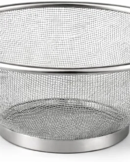 Escorredor de Alimentos Inox 22cm com Alças Laterais | Peneira Multiuso para Massas, Verduras, Legumes e Cozinha Profissional